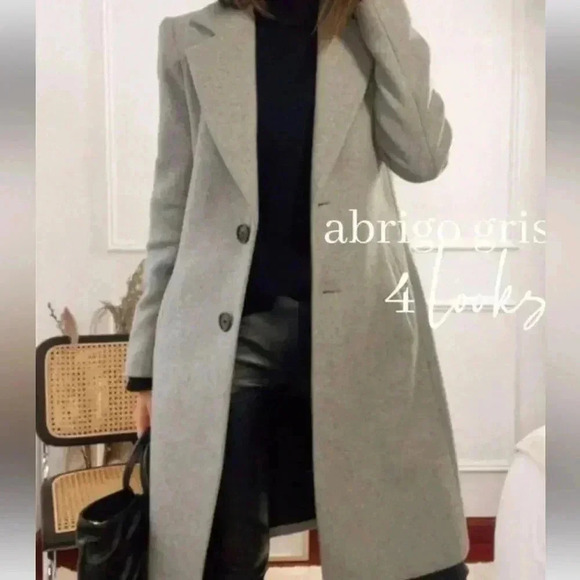 ZARA NEW TWO BUTTON WOOL BLEND COAT GRAY WOMENS SIZE XS JACKET TWO BUTTON - Picture 3 of 12